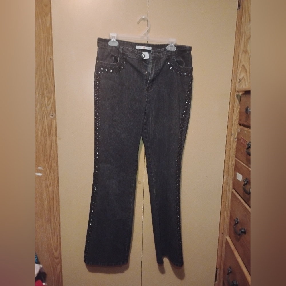Y2k Adolfo Black Studded Large Jeans